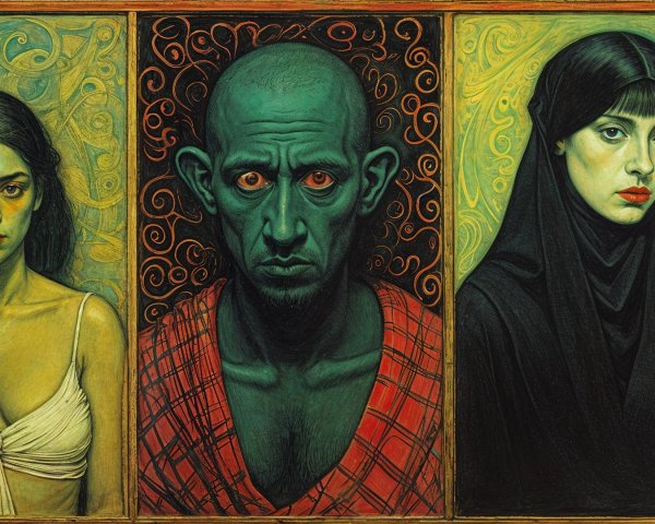 Three Distinct Portraits with Unique Expressions