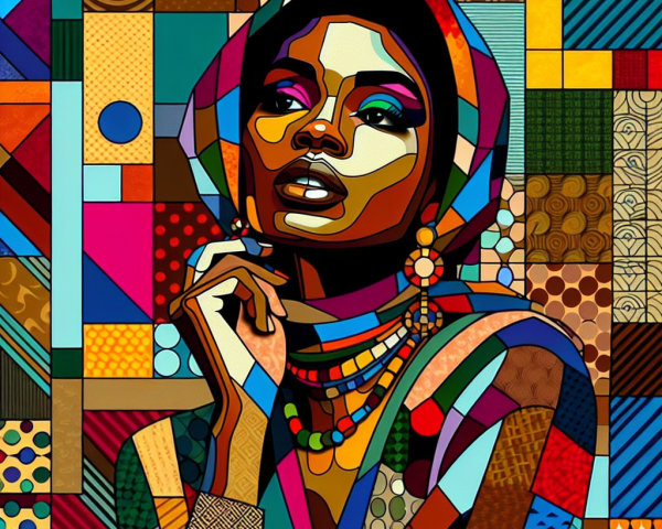 Stylized portrait of a woman with vibrant colors
