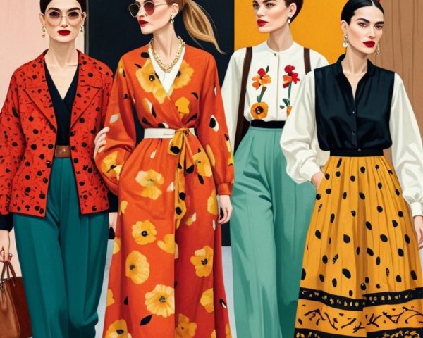 Fashionable Women in Vibrant Outfits and Patterns