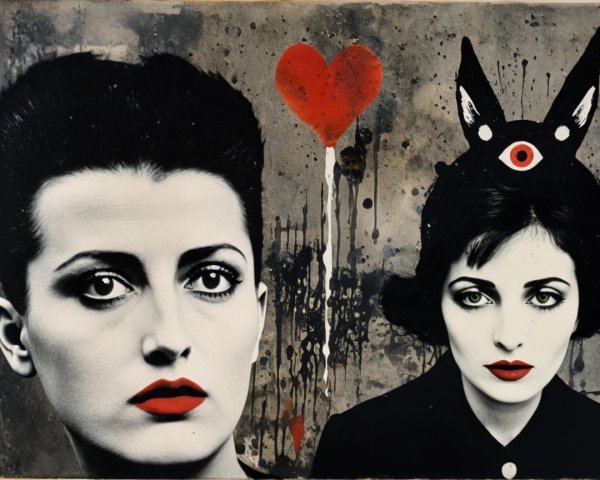Monochromatic Portraits of Women with Red Lips
