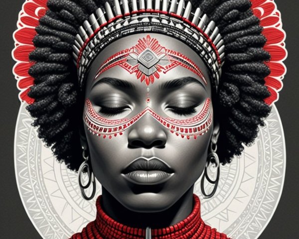 Portrait of a Woman with Traditional African Adornments