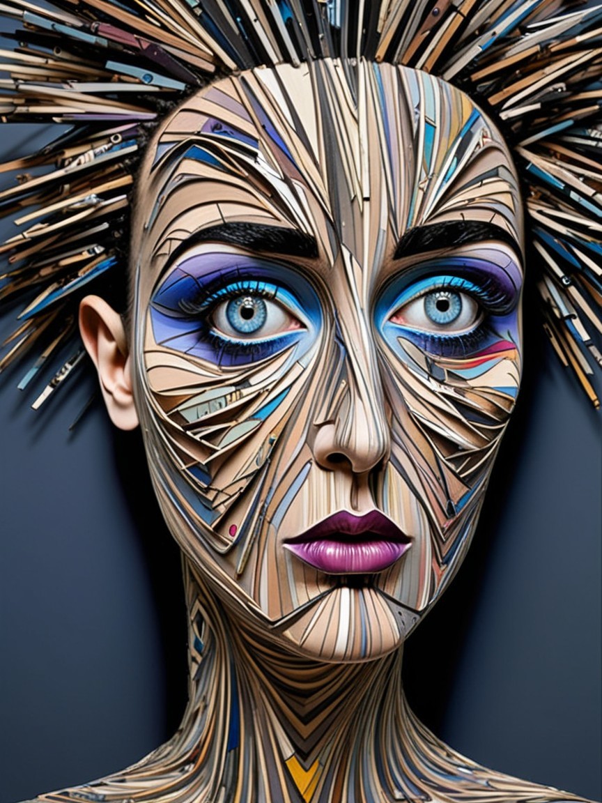 Close-up Portrait of a Woman with Artistic Design