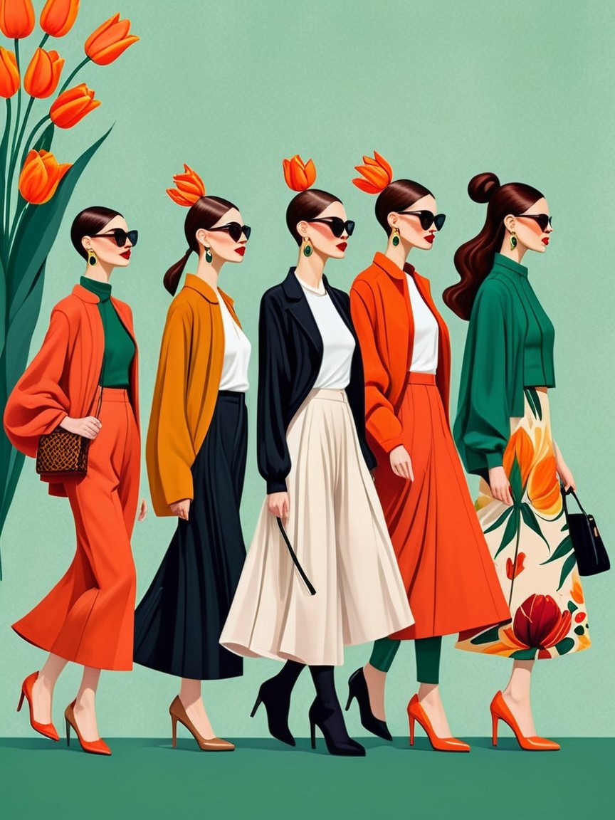 Fashionable Women in Colorful Spring Outfits