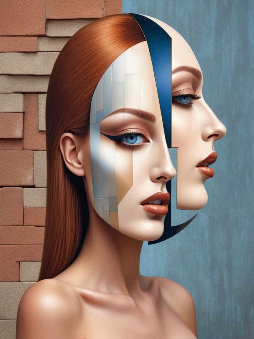 Artistic Face Split with Geometric and Smooth Elements