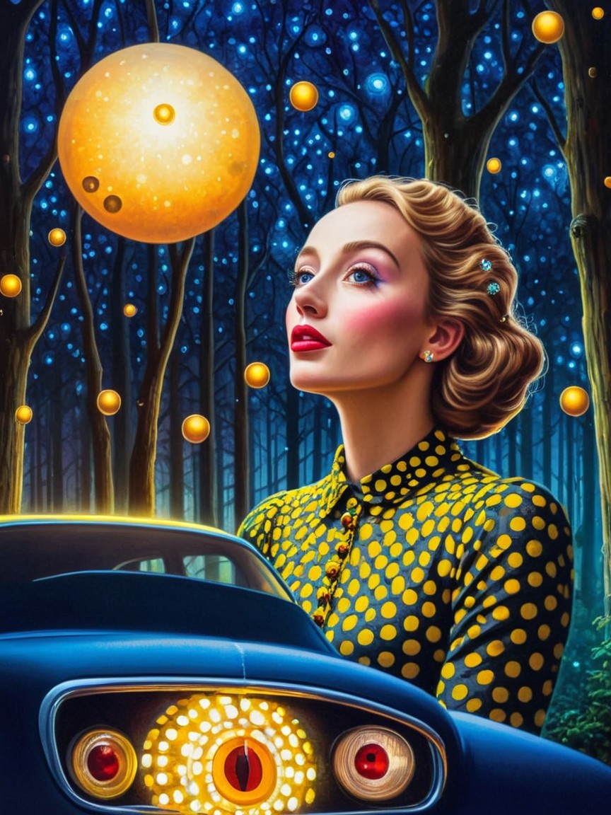 Vintage Elegance in a Forest with Classic Car