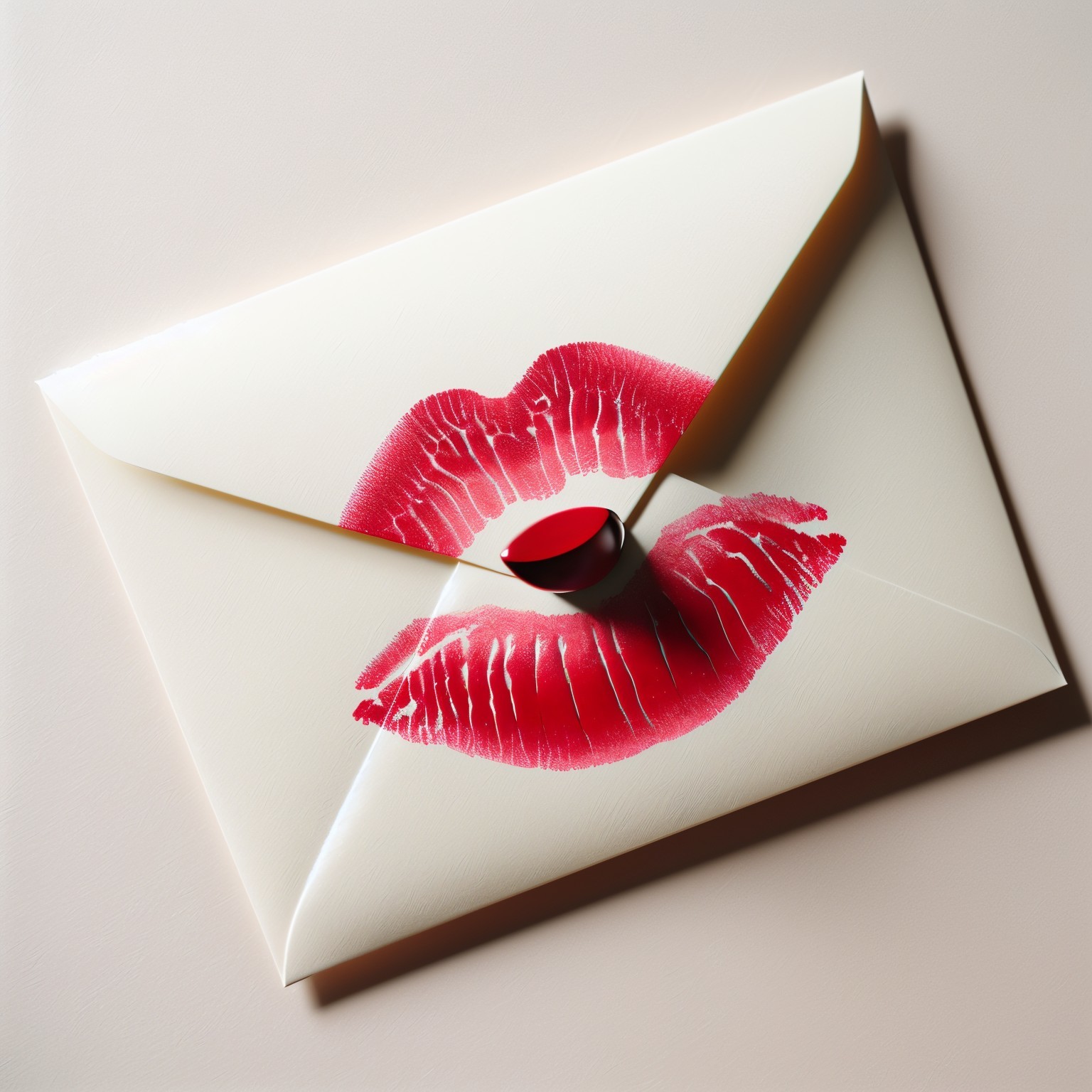 Elegant Envelope with Red Lipstick Print and Seal