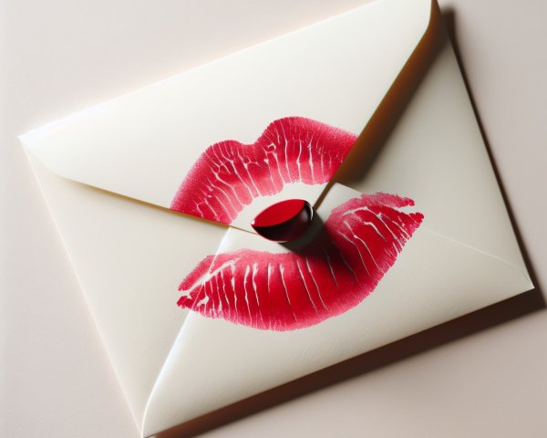Elegant Envelope with Red Lipstick Print and Seal