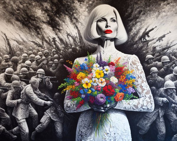 Contrast of Serenity and Chaos in Artwork