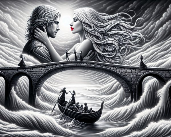 Monochromatic Scene of Connection and Turbulent Waters