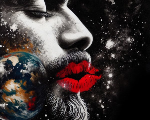 Close-Up Profile of Man with Cosmic Backdrop
