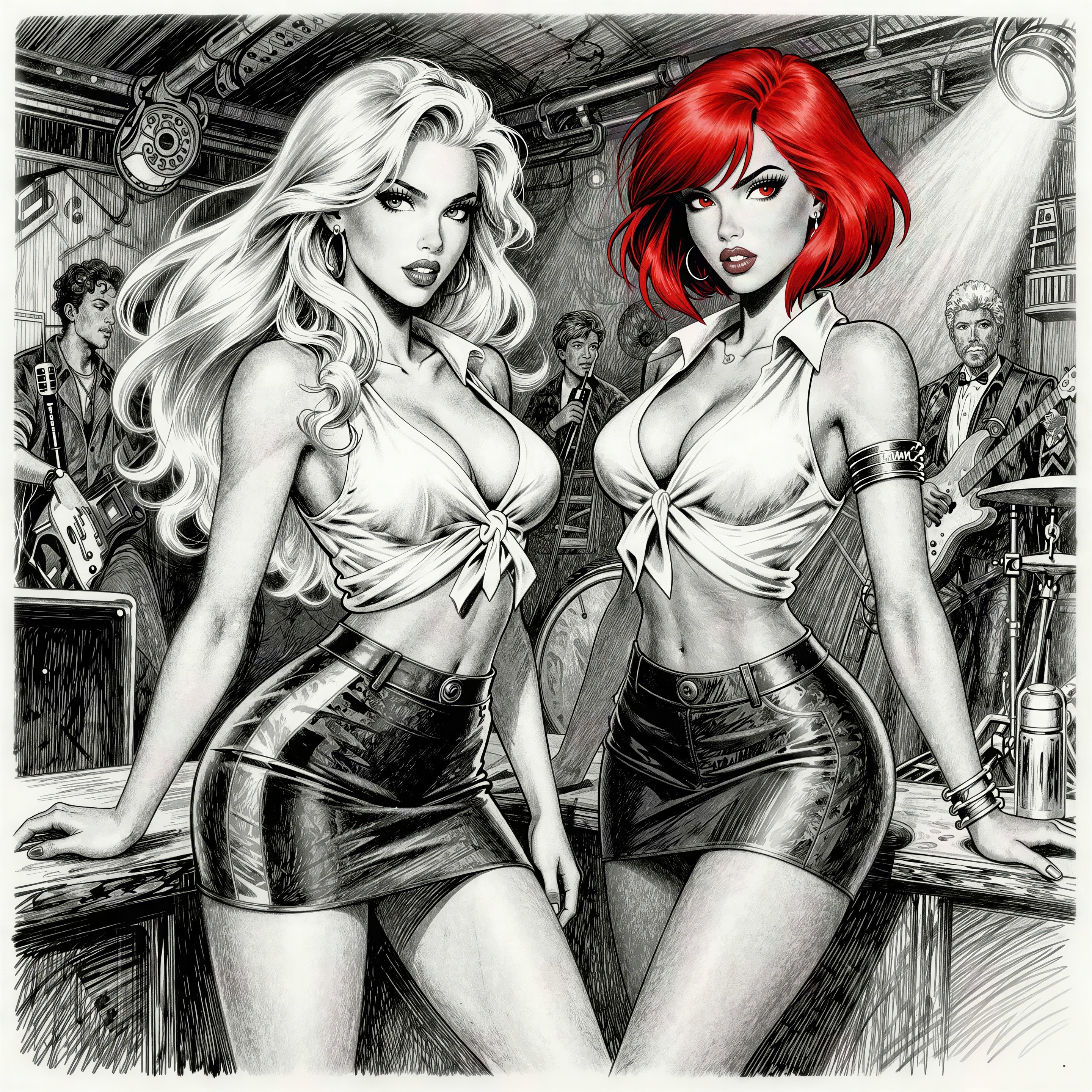 Young Women at Bar in Dimly Lit Club Setting