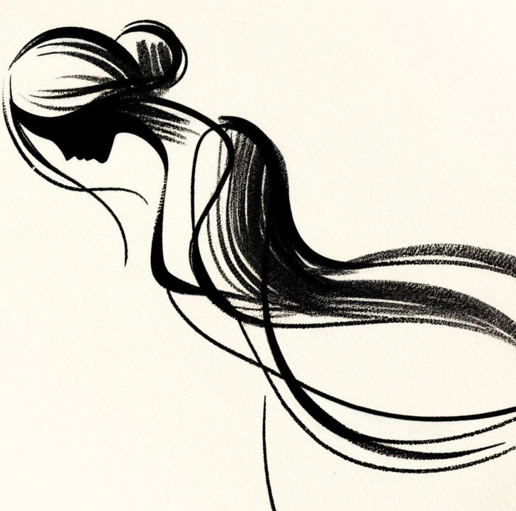 Minimalist Line Drawing of a Graceful Woman