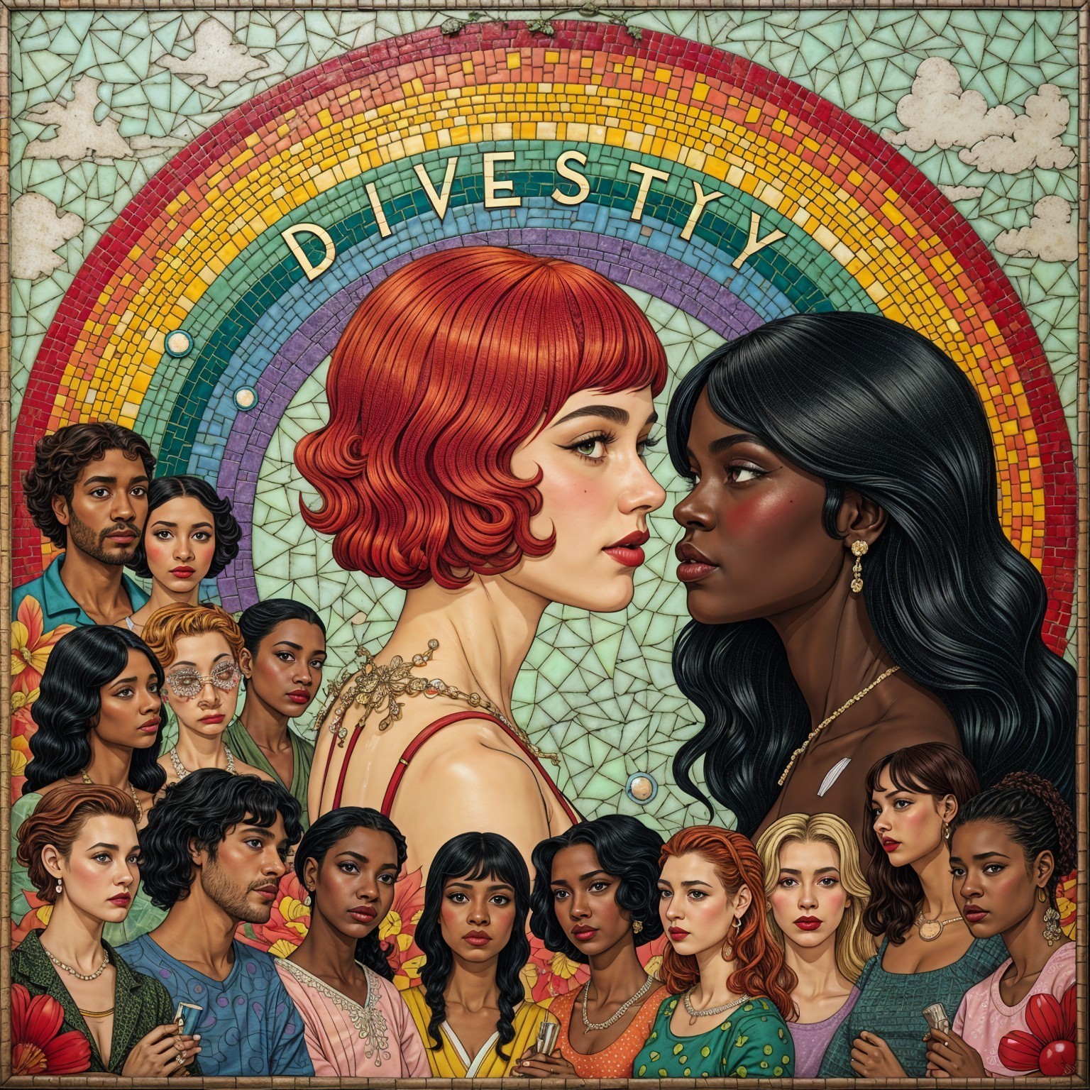 Vibrant Mosaic Artwork Celebrating Diversity and Unity