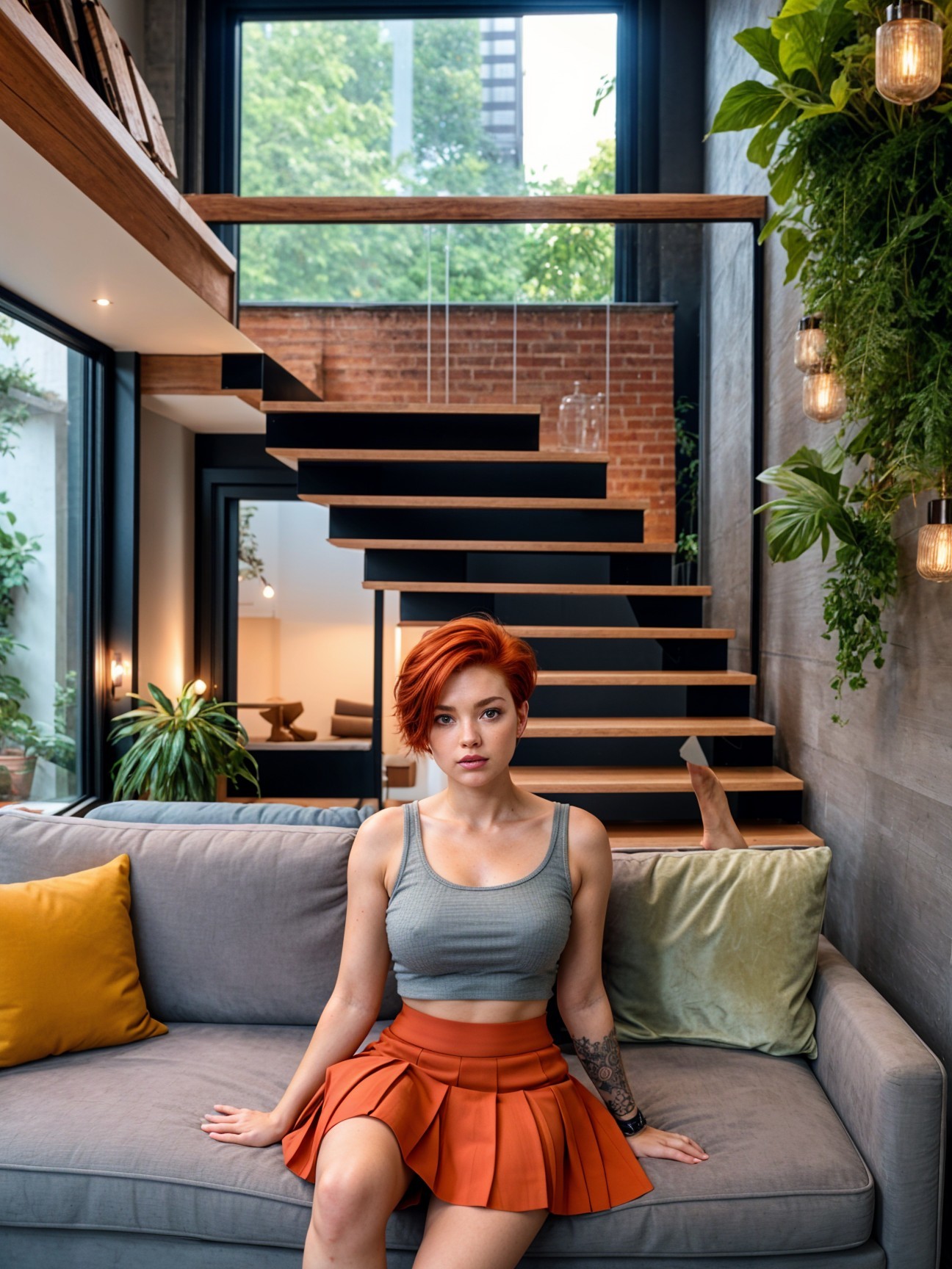 Modern Interior with Young Woman and Elegant Design