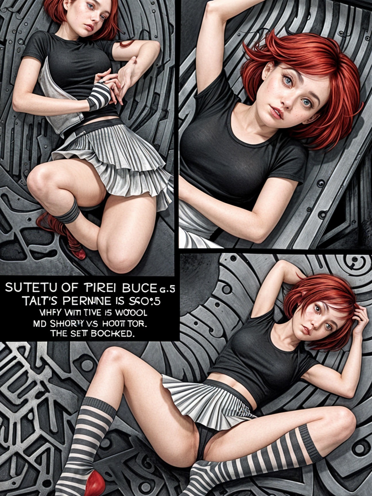 Stylized Character with Red Hair in Mechanical Setting