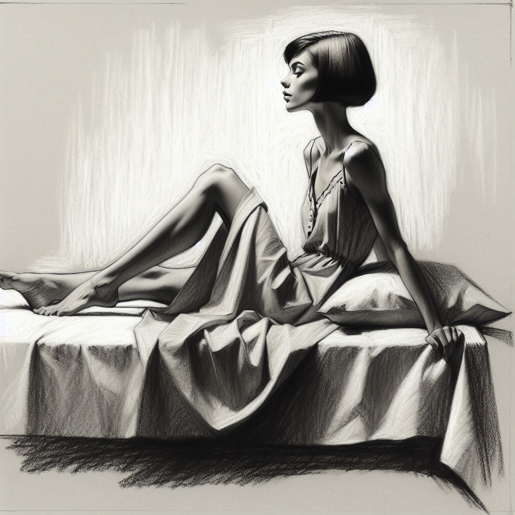 Monochromatic Sketch of a Contemplative Woman