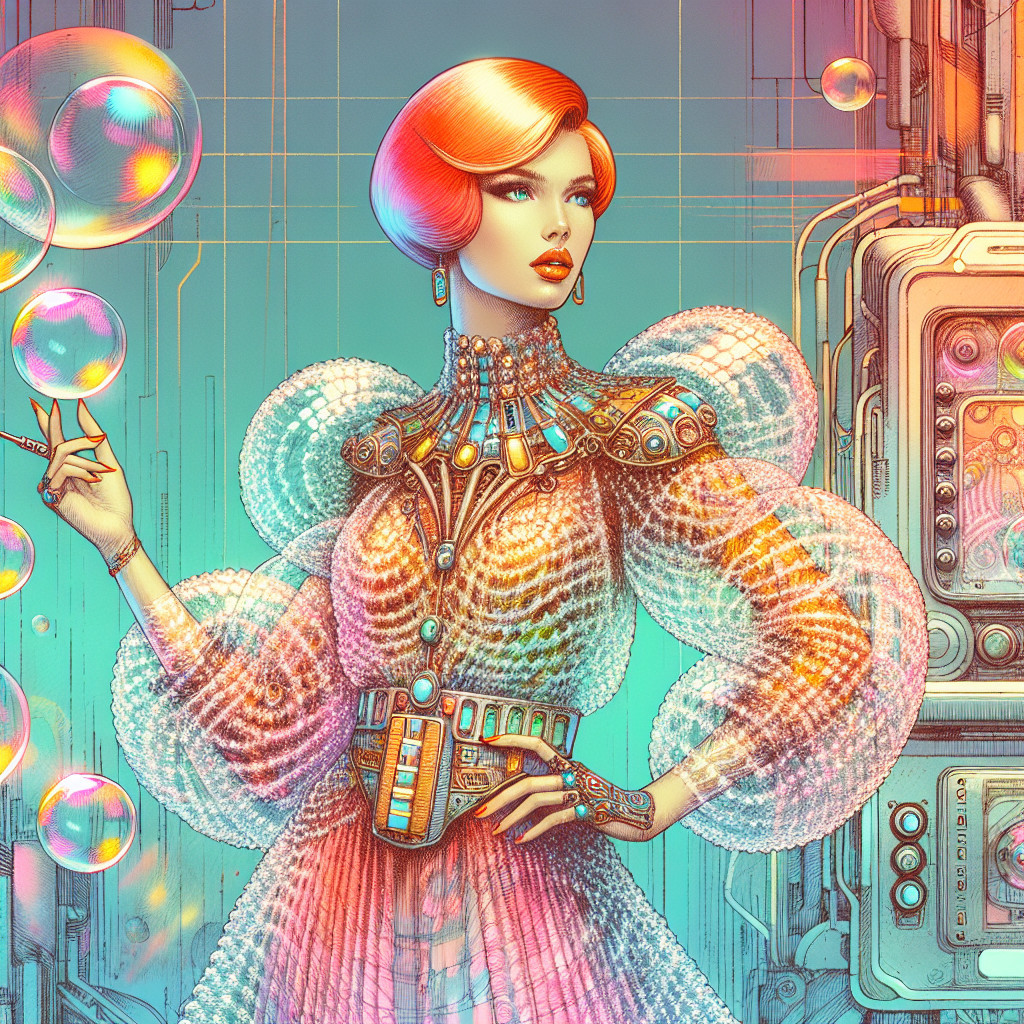 Futuristic fashion illustration of a sophisticated woman