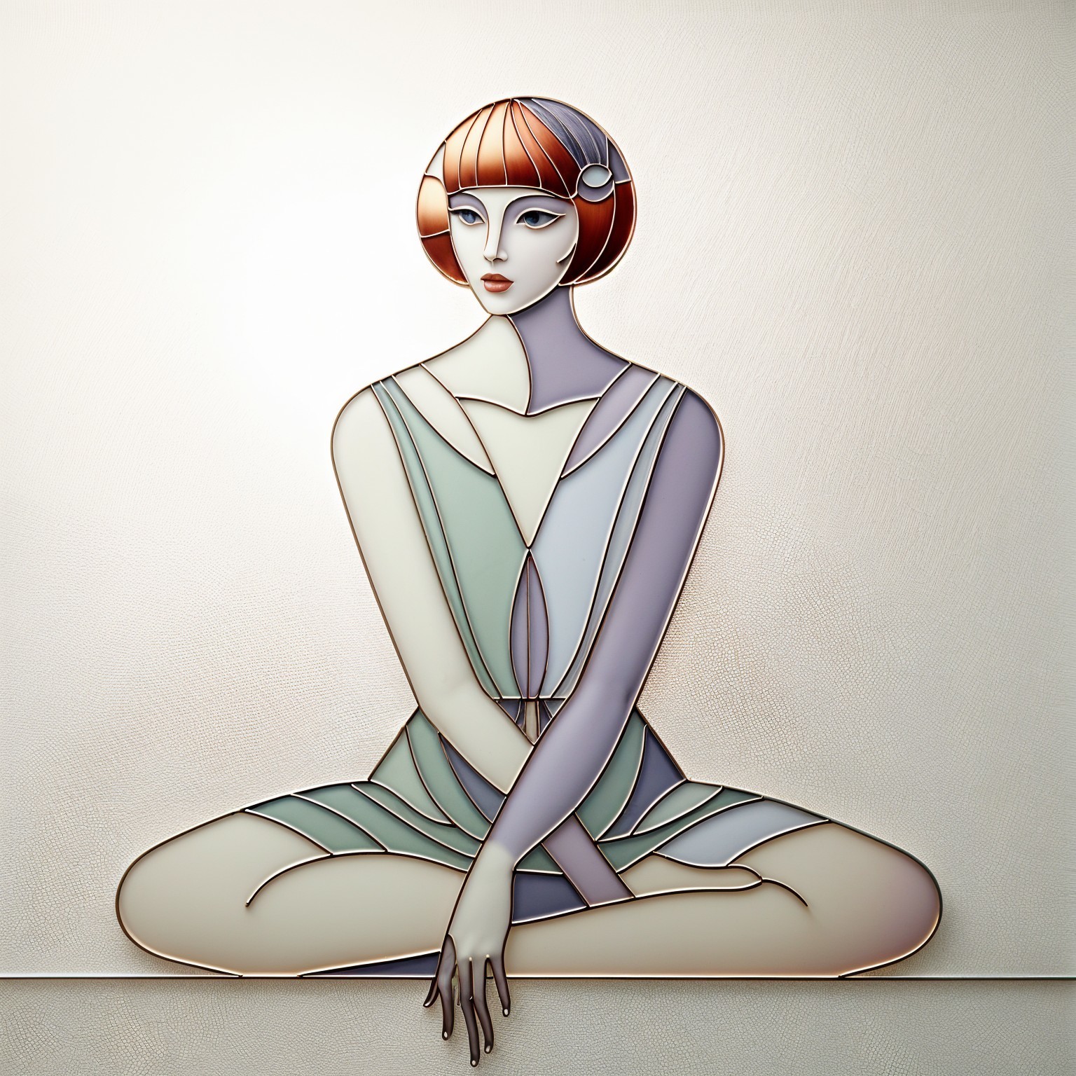 Stylized Figure in Pastel Colors with Art Nouveau Aesthetic