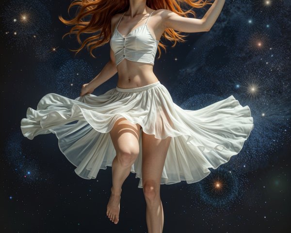 Dancer in Cosmic Setting with Stars and Galaxies