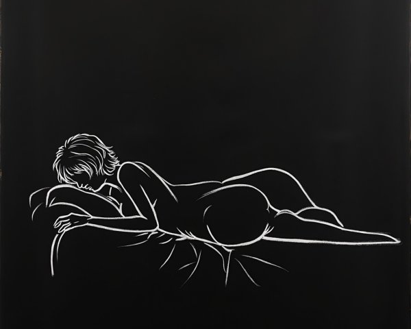 Minimalistic Figure Reclining on Black Background