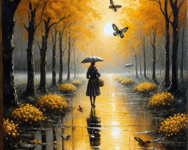 Autumn Landscape with Golden Trees and Calm Waters