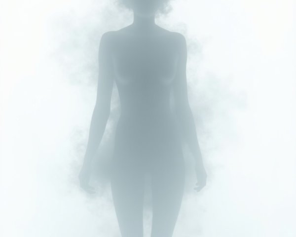 Silhouette in Misty Ethereal Background with Vapor