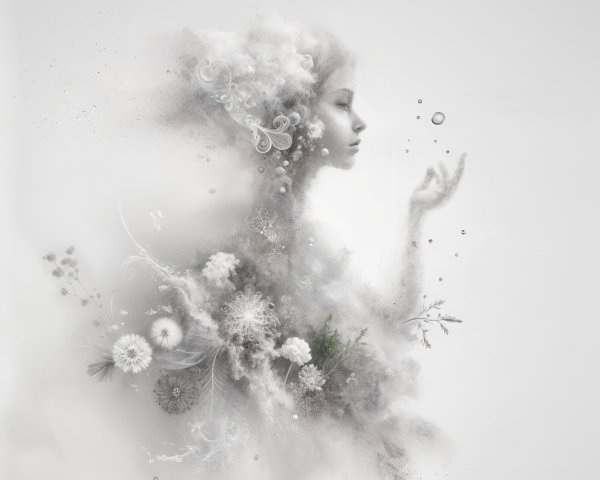 Ethereal Representation of a Young Woman with Florals