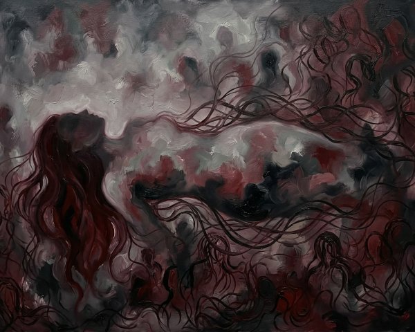 Ethereal Female Figure in Abstract Oil Painting