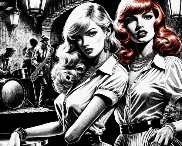 Vintage Glamour and Jazz Band in Nostalgic Setting