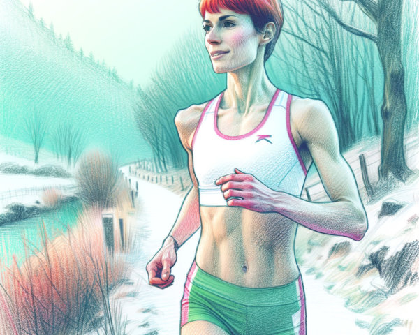 Winter Jogging Along a Snowy River Path