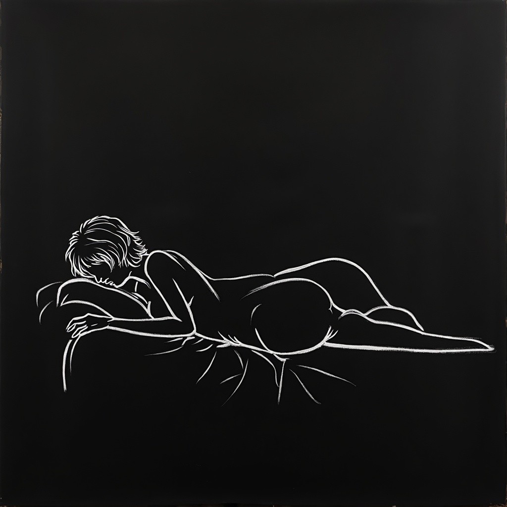 Minimalistic Figure Reclining on Black Background