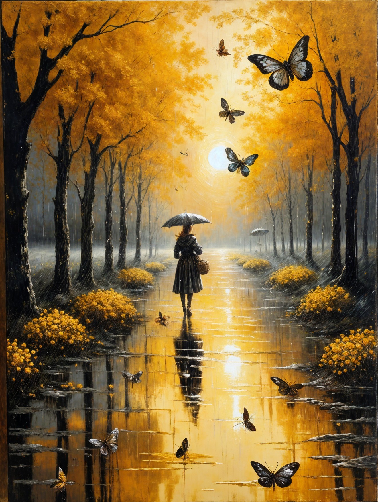 Autumn Landscape with Golden Trees and Calm Waters