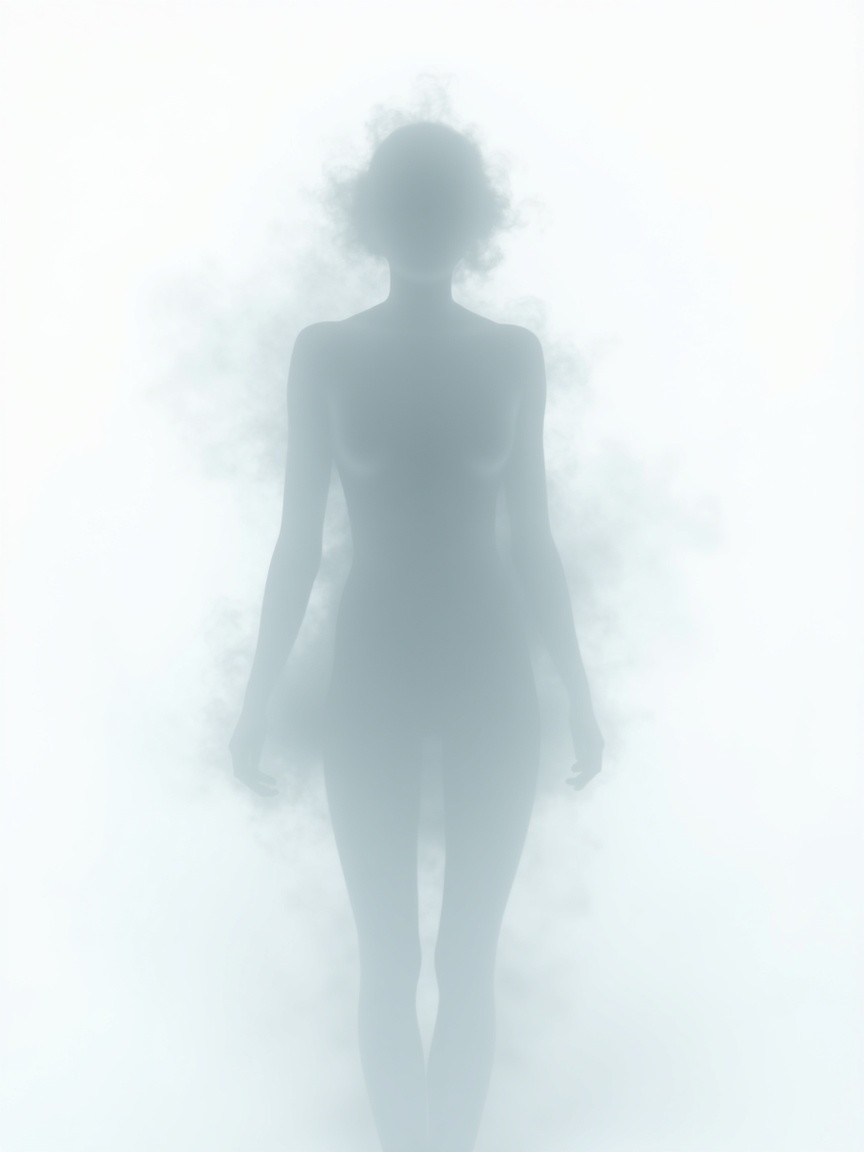 Silhouette in Misty Ethereal Background with Vapor