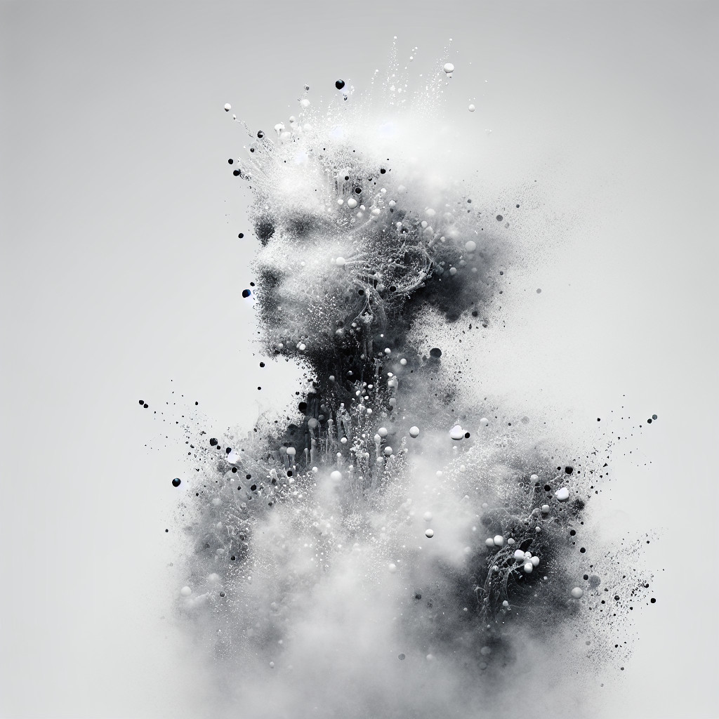Abstract Human Figure in Black and White Particles