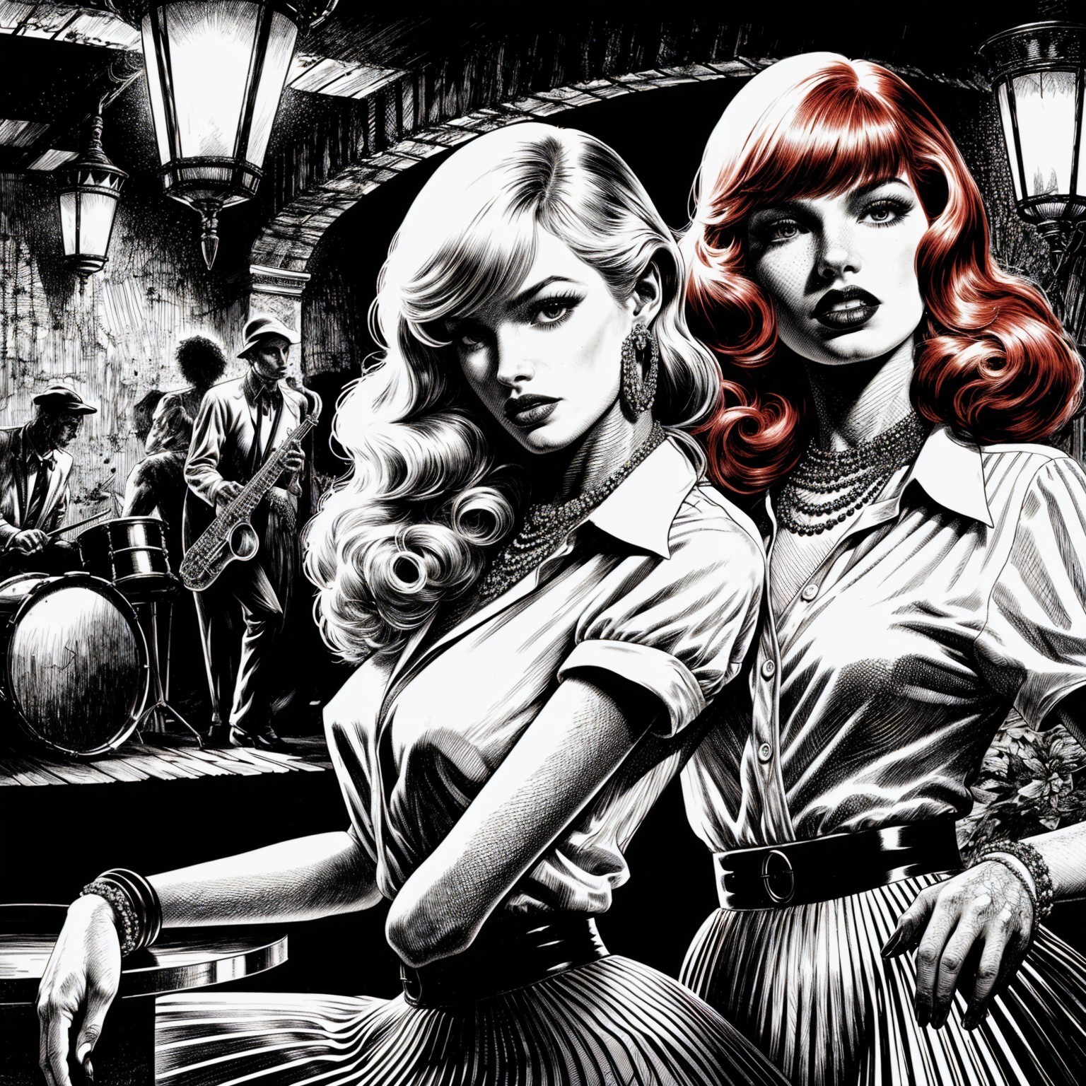 Vintage Glamour and Jazz Band in Nostalgic Setting