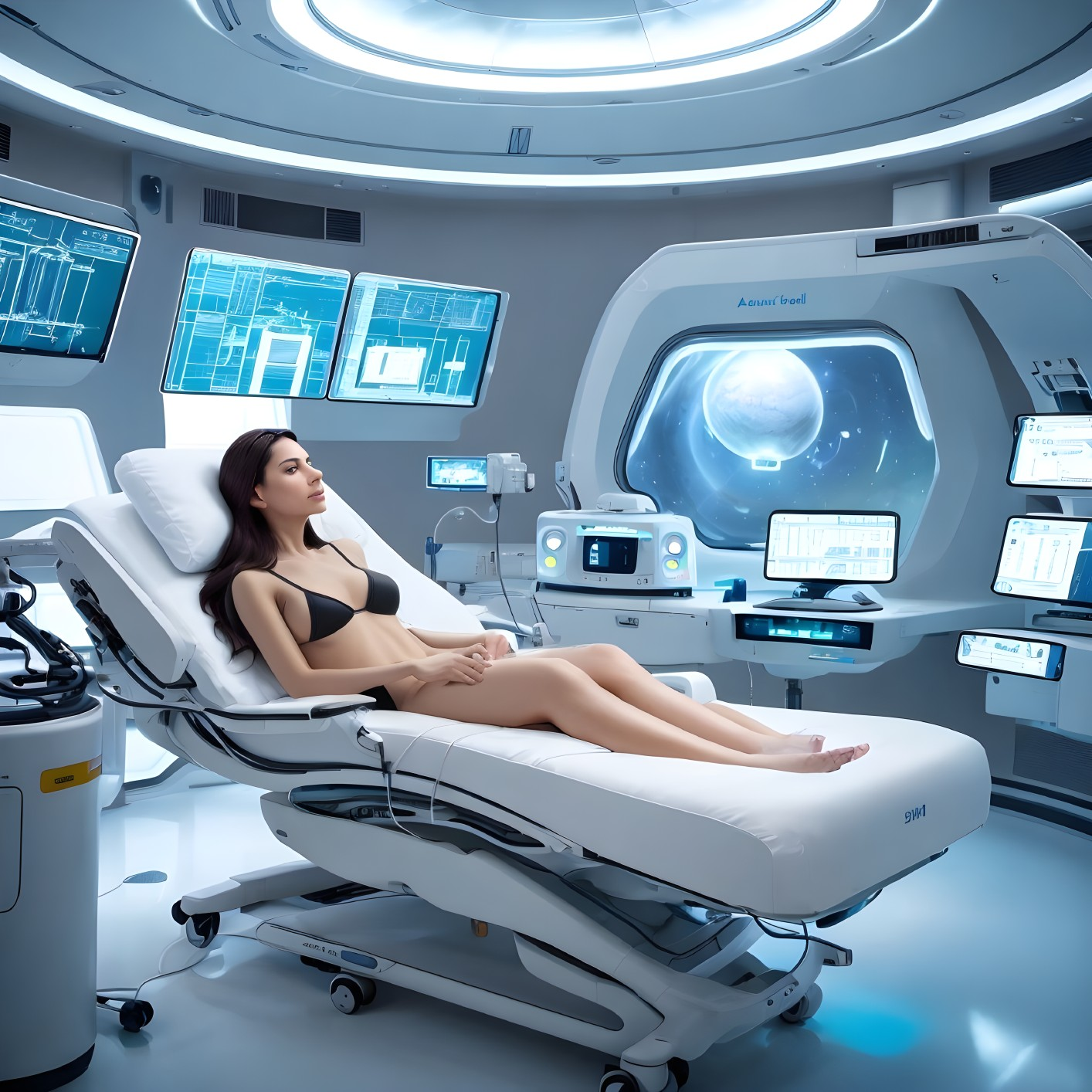 Futuristic Medical Room with Holographic Technology