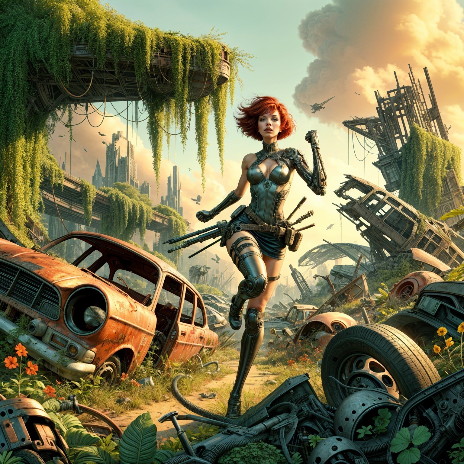 Post-Apocalyptic Warrior in Nature's Reclamation