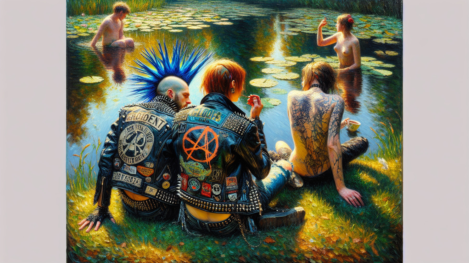 Pond Scene with Punk Youth in Nature Setting
