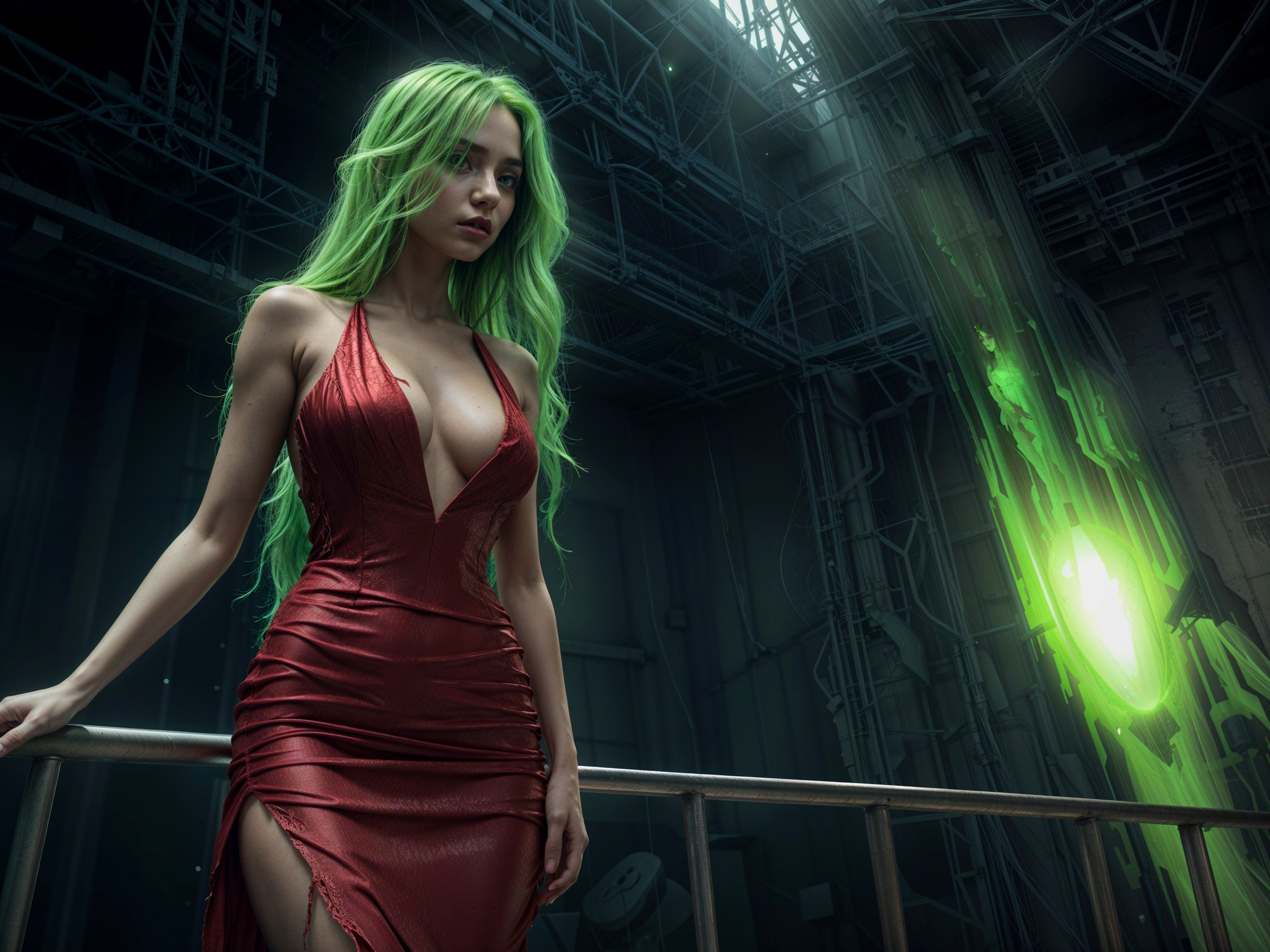 Female Figure in Futuristic Industrial Setting