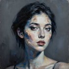 Detailed Oil Painting of Woman with Pixie Cut