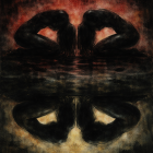 Silhouetted Figures Above Dark Reflective Surface