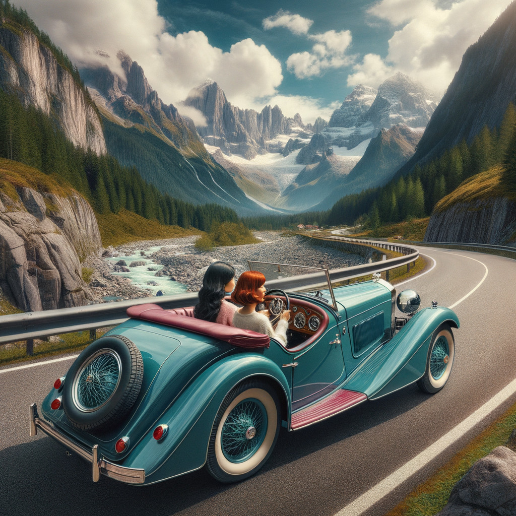 Vintage Convertible on Scenic Mountain Road