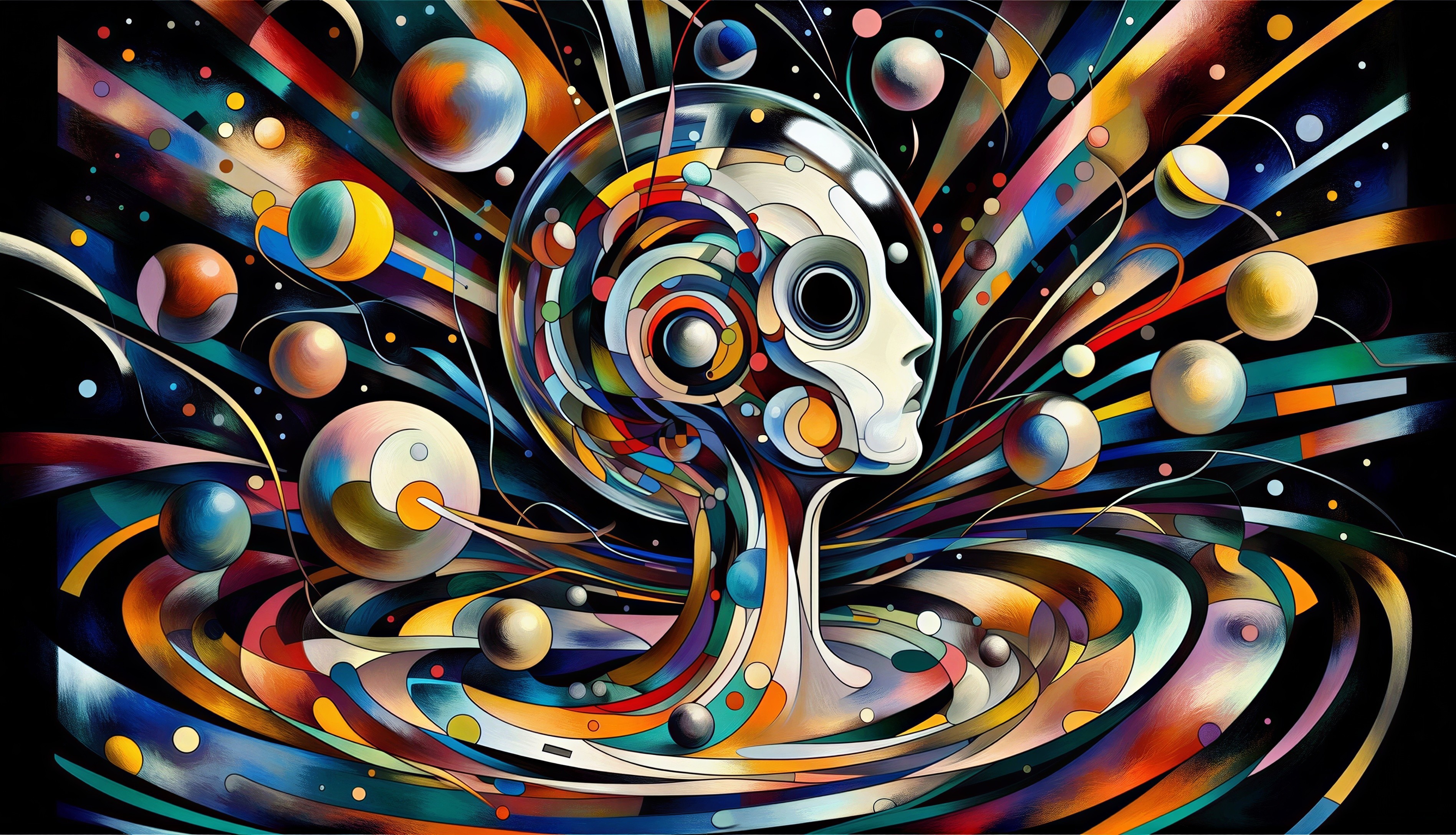 Stylized Skull Surrounded by Vibrant Abstract Colors