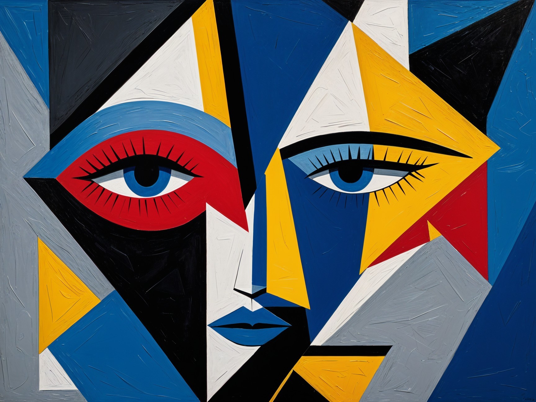 Abstract Face in Geometric Shapes and Vibrant Colors