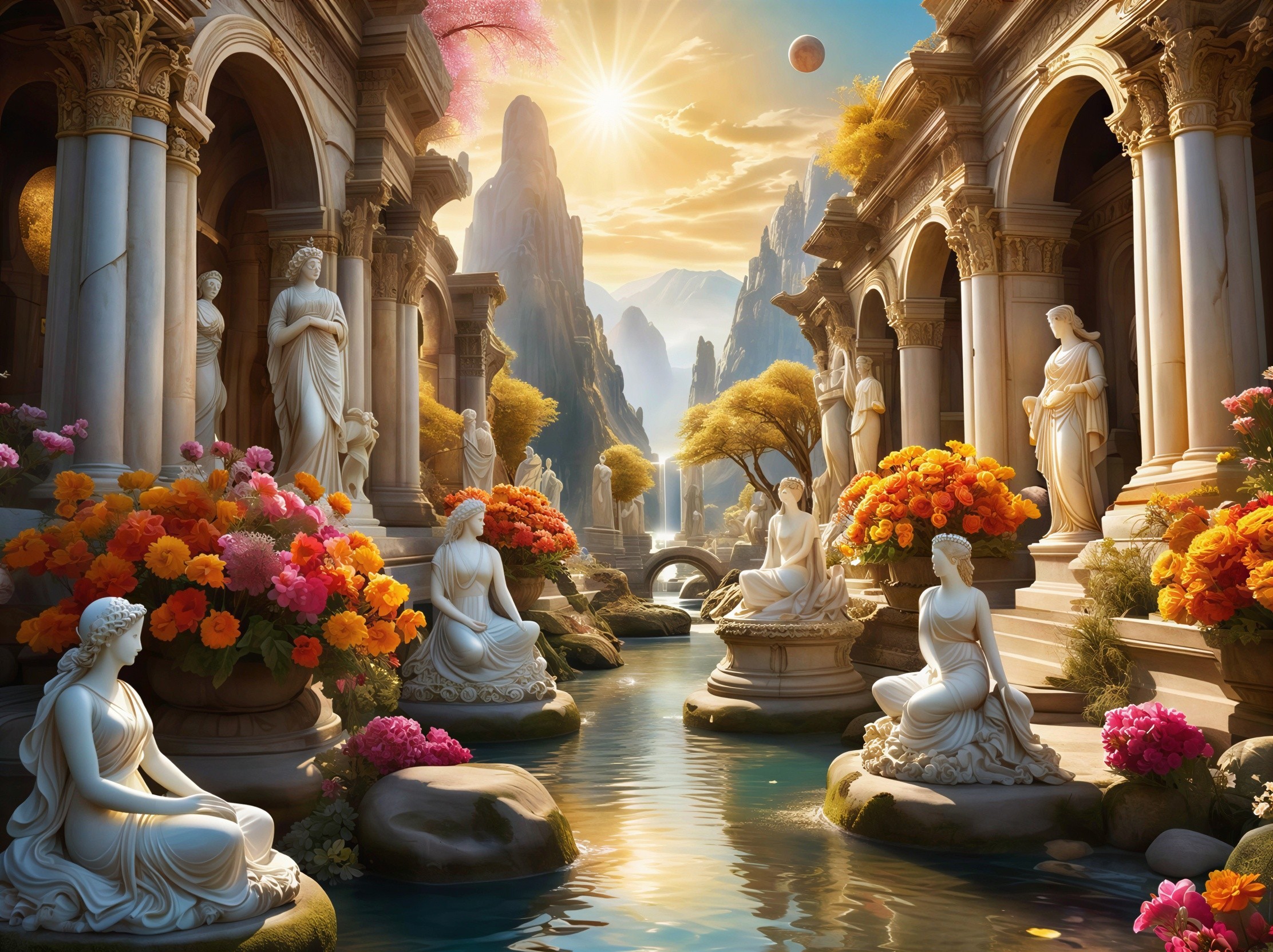 Hyper-realistic illustration of an ancient Greek temple