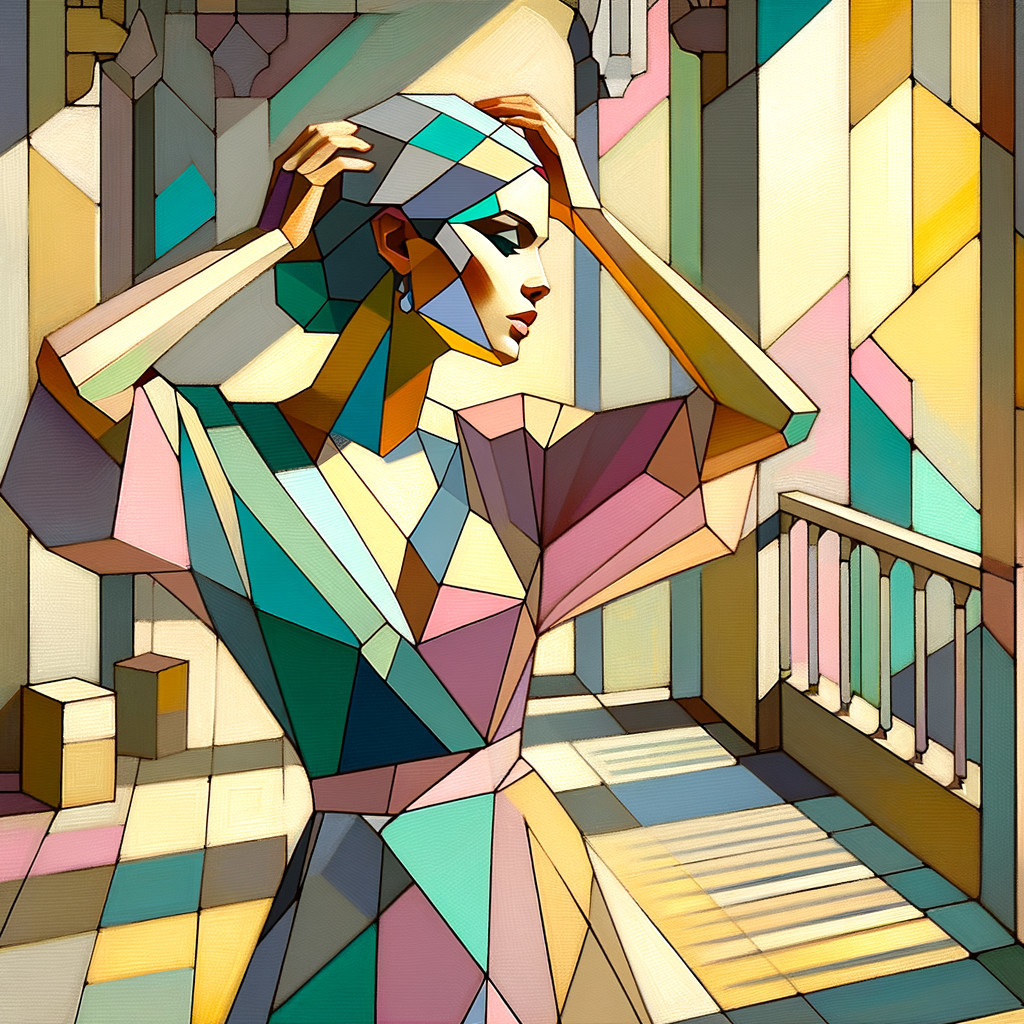 Geometric Portrait of a Woman in Pastel Tones