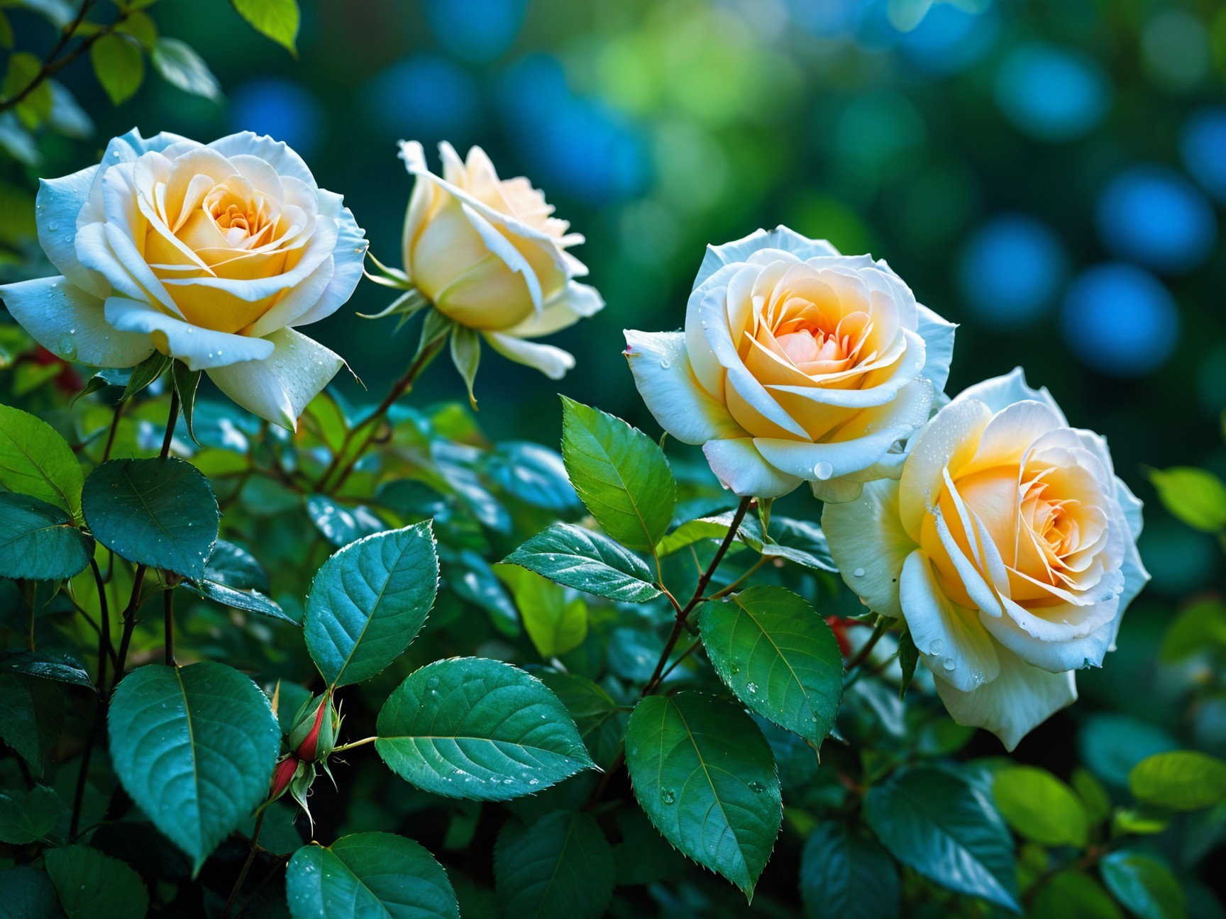 Elegant Yellow Roses Surrounded by Lush Green Leaves