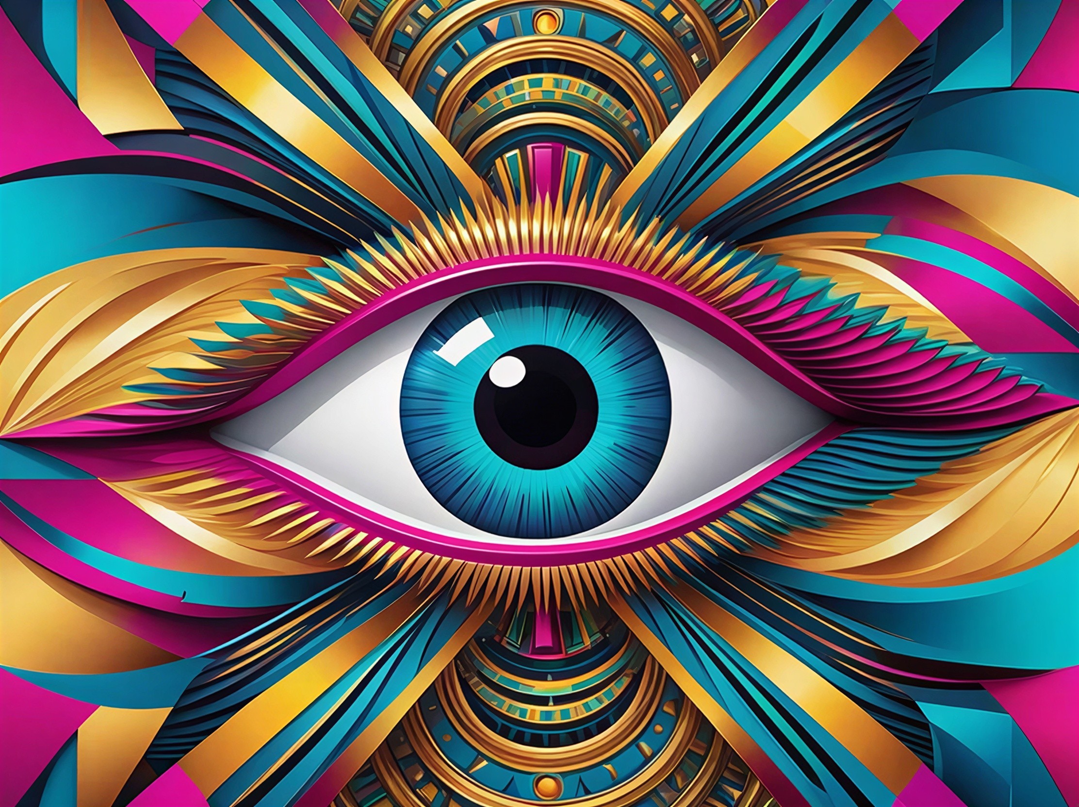 Close-Up of a Colorful Macro Eyeball with Patterns