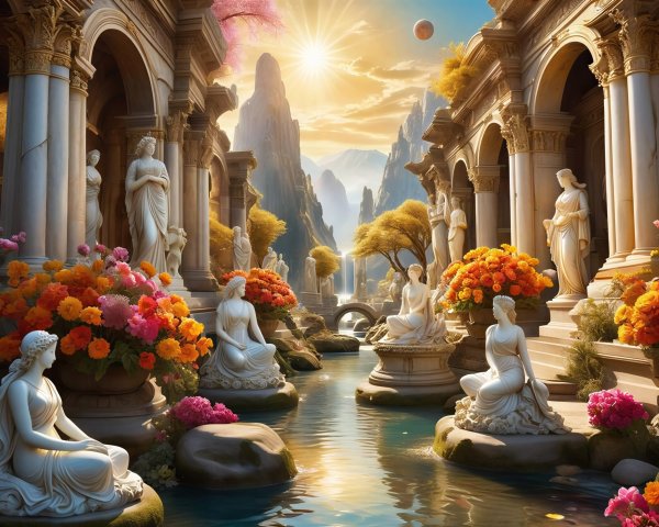 Hyper-realistic illustration of an ancient Greek temple