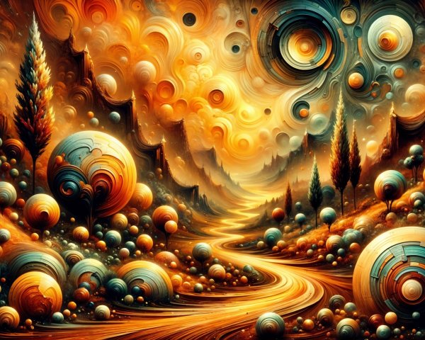 Surreal Vibrant Landscape with Orange and Gold Tones